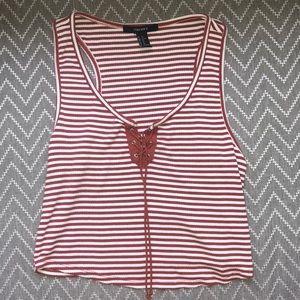 Striped Lace-Up Tank Top